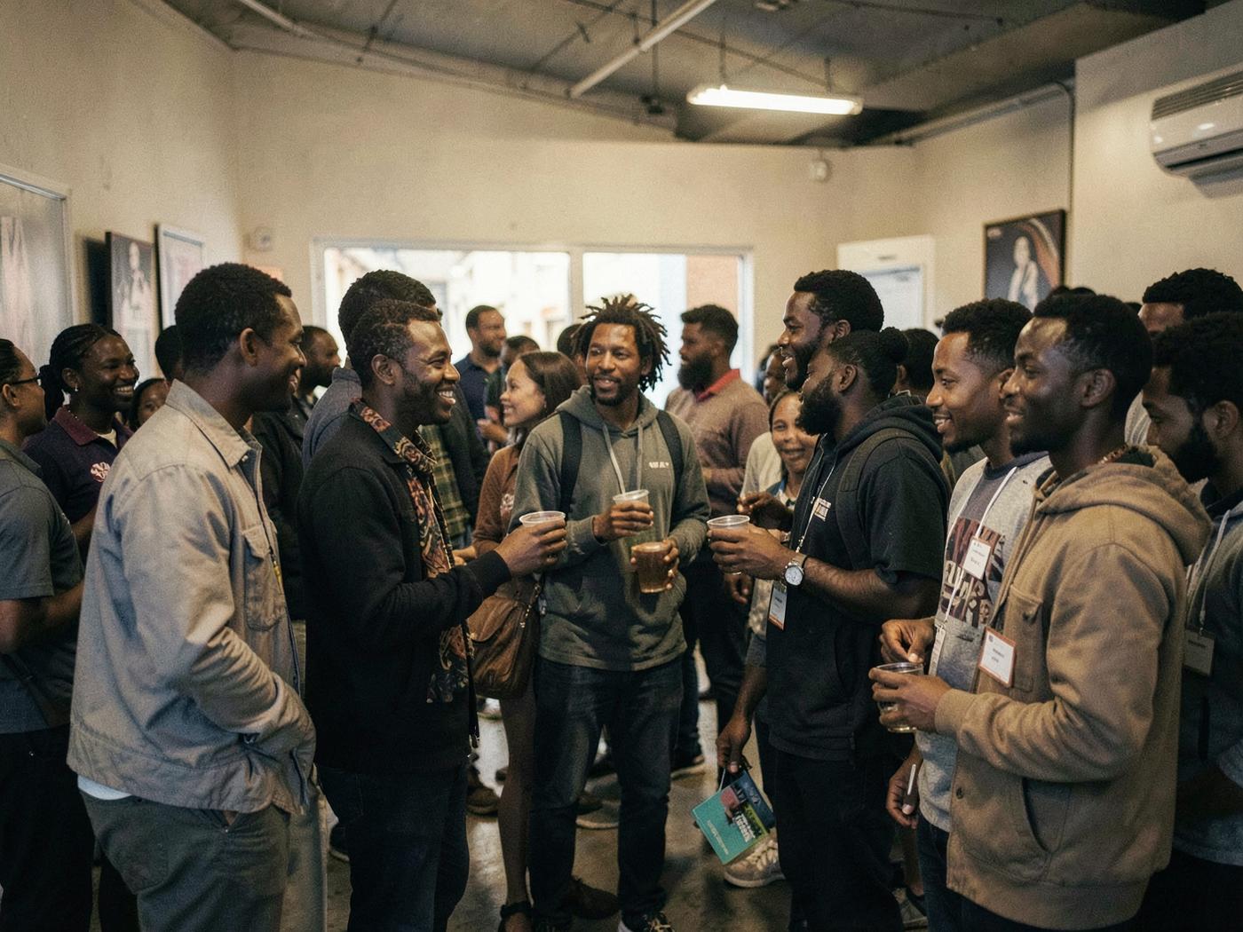 Members of the TestarsQuarter community meeting in person